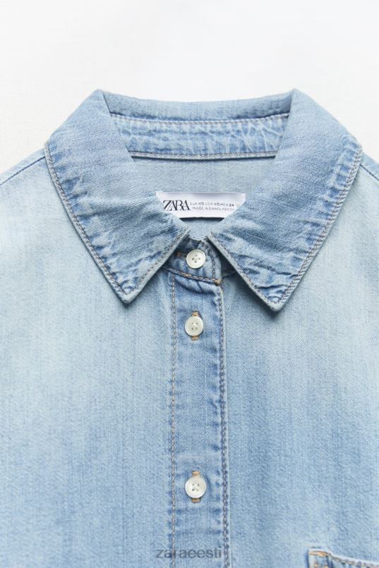 Zara denim särk trf naised helesinine Riietus 42F0H390