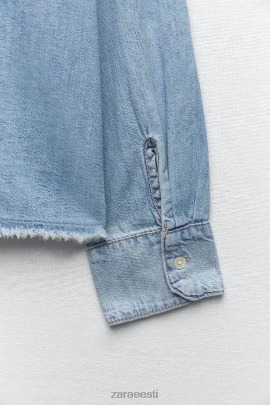 Zara denim särk trf naised helesinine Riietus 42F0H390