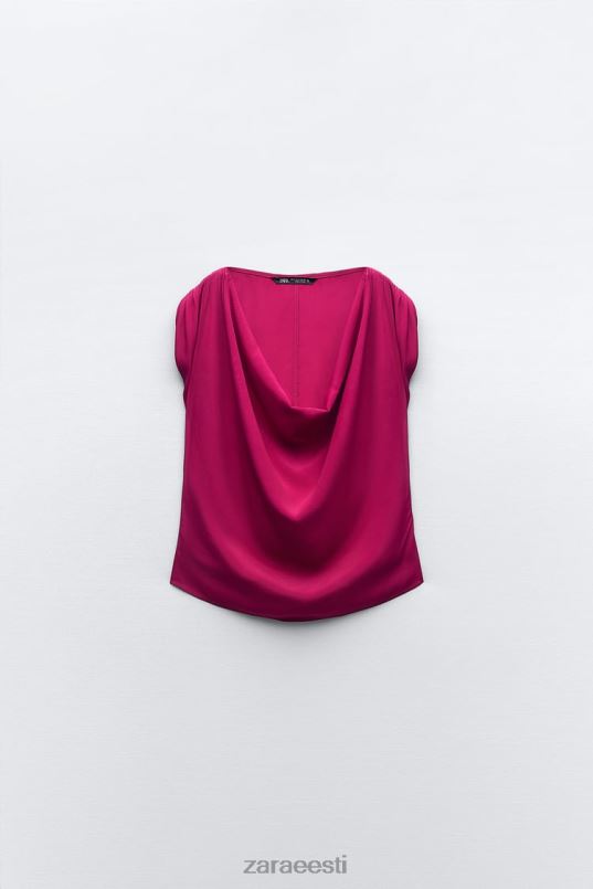 Zara drapeeritud top naised vaarikas Riietus 42F0H403
