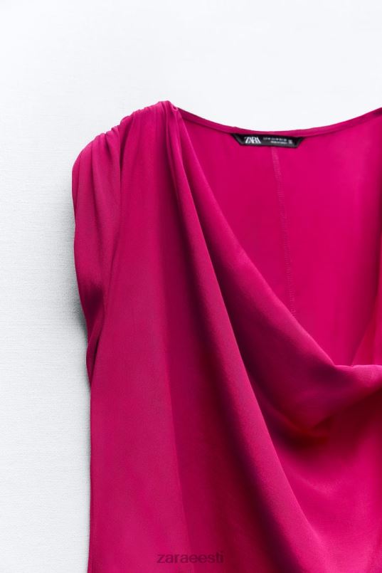 Zara drapeeritud top naised vaarikas Riietus 42F0H403