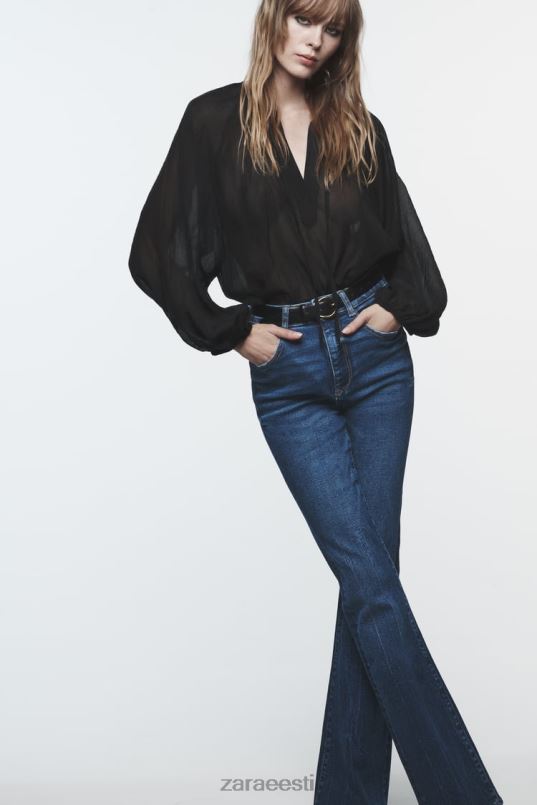 Zara õhupallivarrukatega pluus naised must Riietus 42F0H428