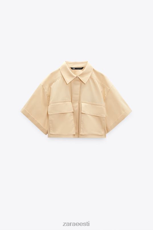 Zara kärbitud gabardiinist särk naised kreem Riietus 42F0H395