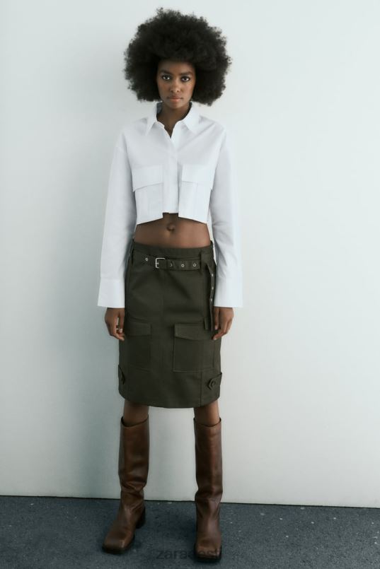 Zara kärbitud gabardiinist särk naised valge Riietus 42F0H432