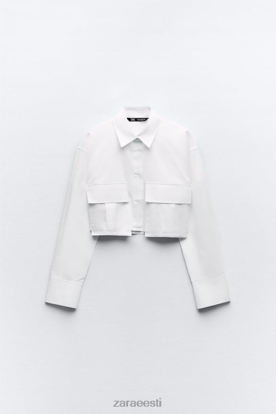 Zara kärbitud gabardiinist särk naised valge Riietus 42F0H432