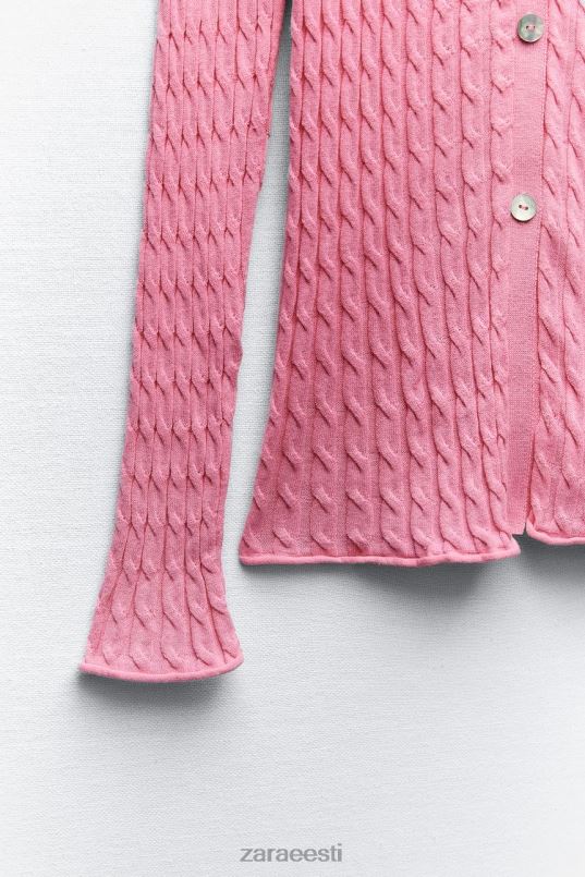 Zara kaabliga kootud särk naised heleroosa Riietus 42F0H421