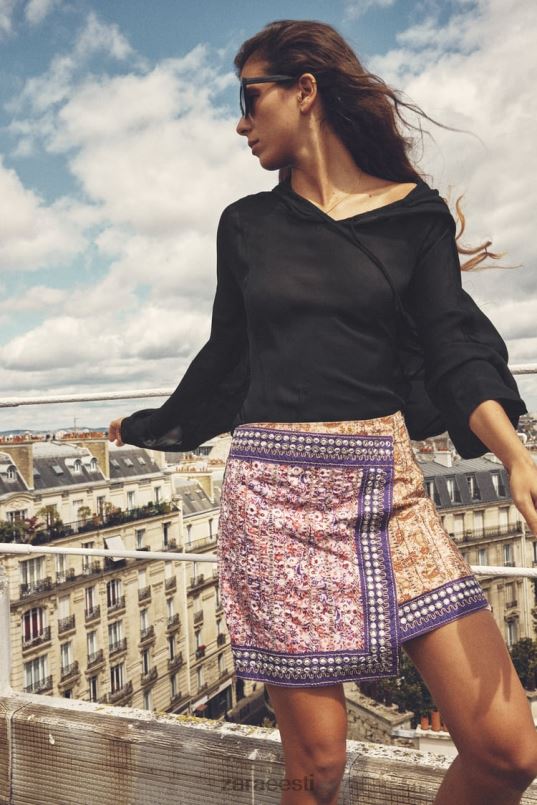 Zara kapuutsiga poolläbipaistev pluus naised must Riietus 42F0H430