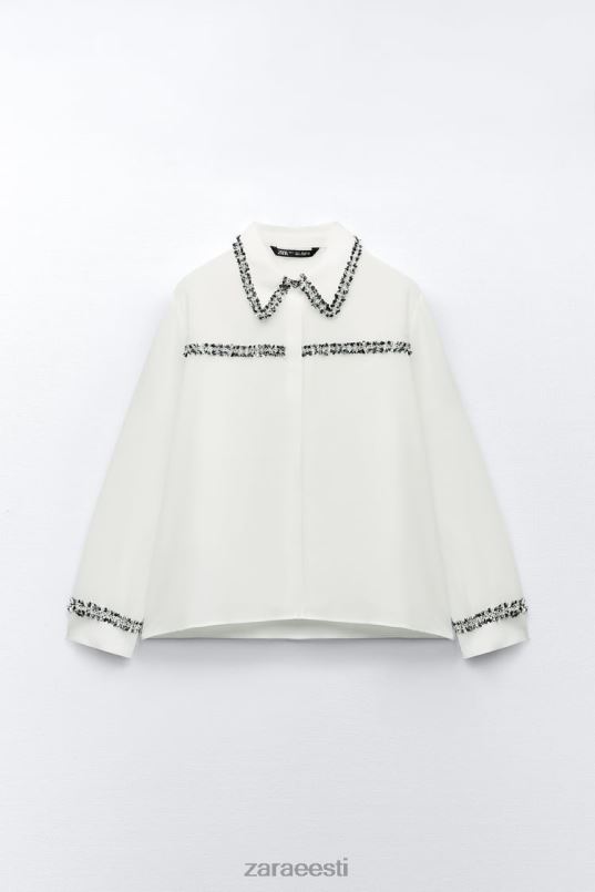 Zara kombineeritud tekstuuriga särk naised austri valge Riietus 42F0H309