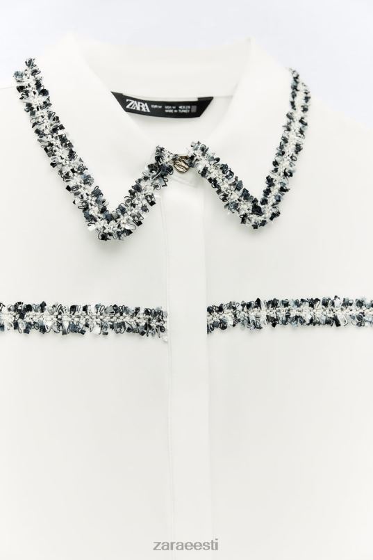 Zara kombineeritud tekstuuriga särk naised austri valge Riietus 42F0H309