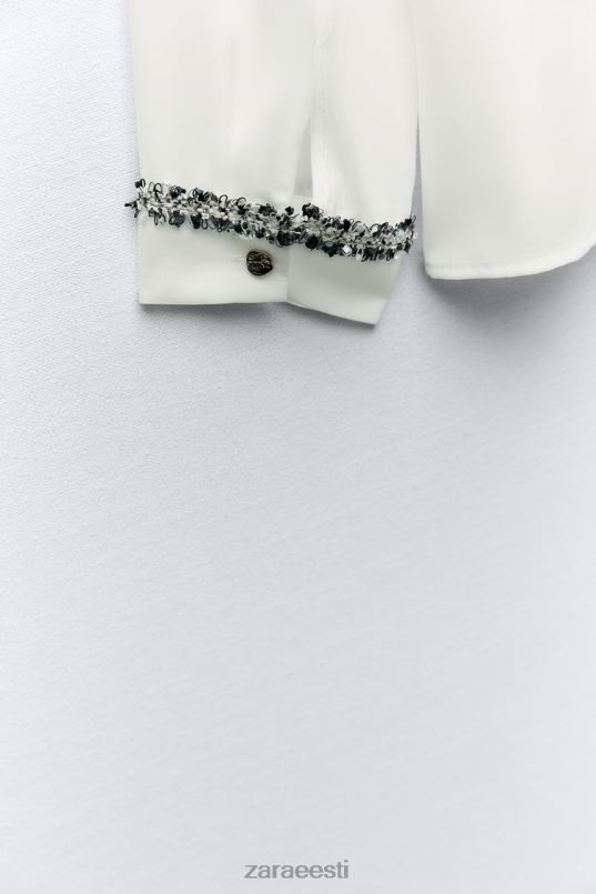 Zara kombineeritud tekstuuriga särk naised austri valge Riietus 42F0H309