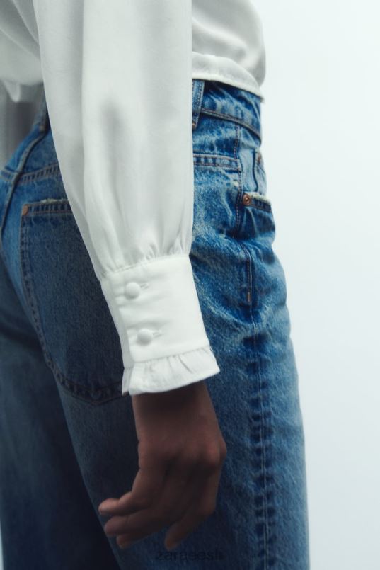 Zara kontrastse lipsuga särk naised valge Riietus 42F0H316