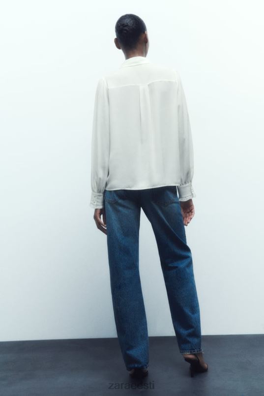 Zara kontrastse lipsuga särk naised valge Riietus 42F0H316