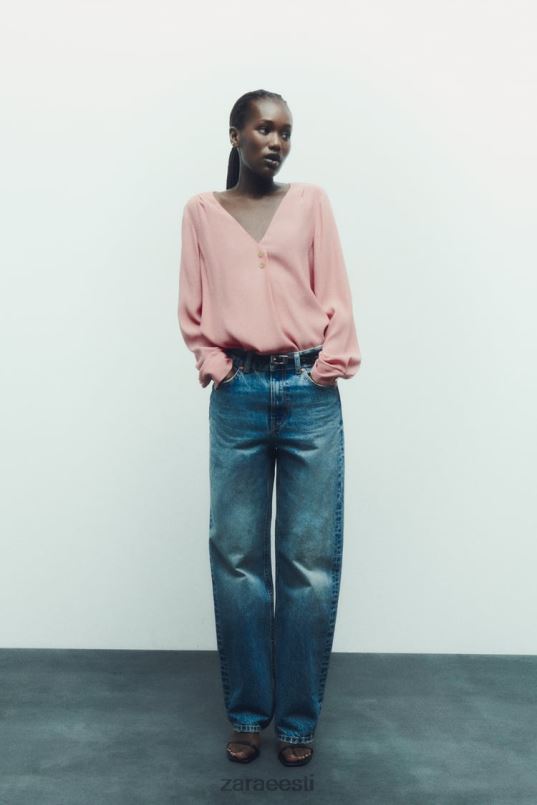 Zara kuldsete nööpidega pluus naised roosa Riietus 42F0H441