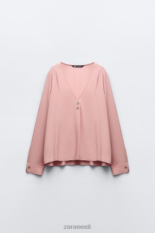 Zara kuldsete nööpidega pluus naised roosa Riietus 42F0H441