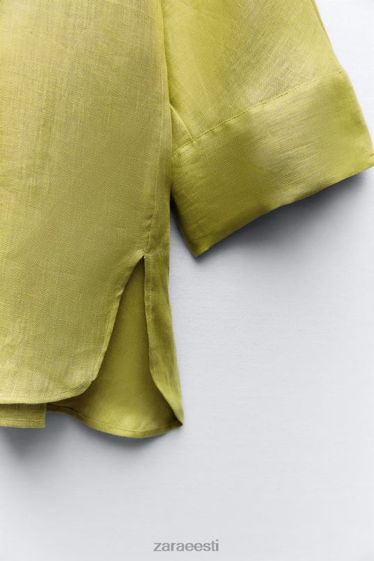 Zara laiade varrukatega linane särk naised oliiviroheline Riietus 42F0H383