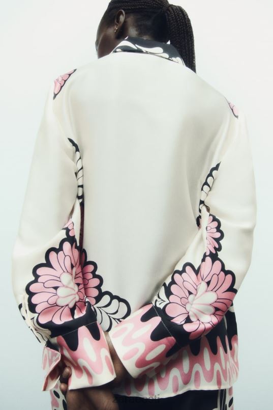 Zara lillemustriga särk naised ekru/must Riietus 42F0H360