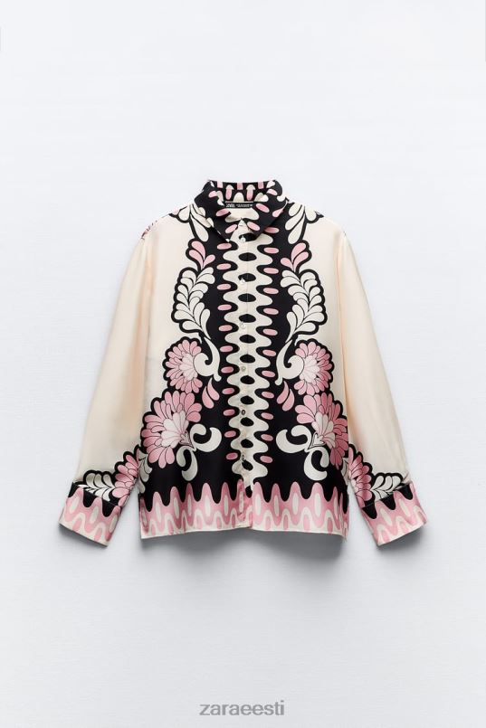 Zara lillemustriga särk naised ekru/must Riietus 42F0H360