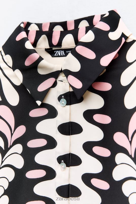 Zara lillemustriga särk naised ekru/must Riietus 42F0H360