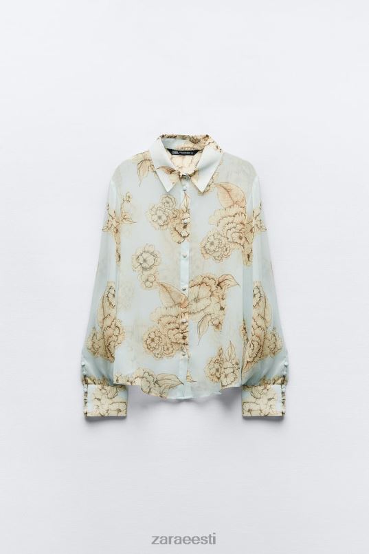 Zara lillemustriga särk naised liiv/sinine Riietus 42F0H419