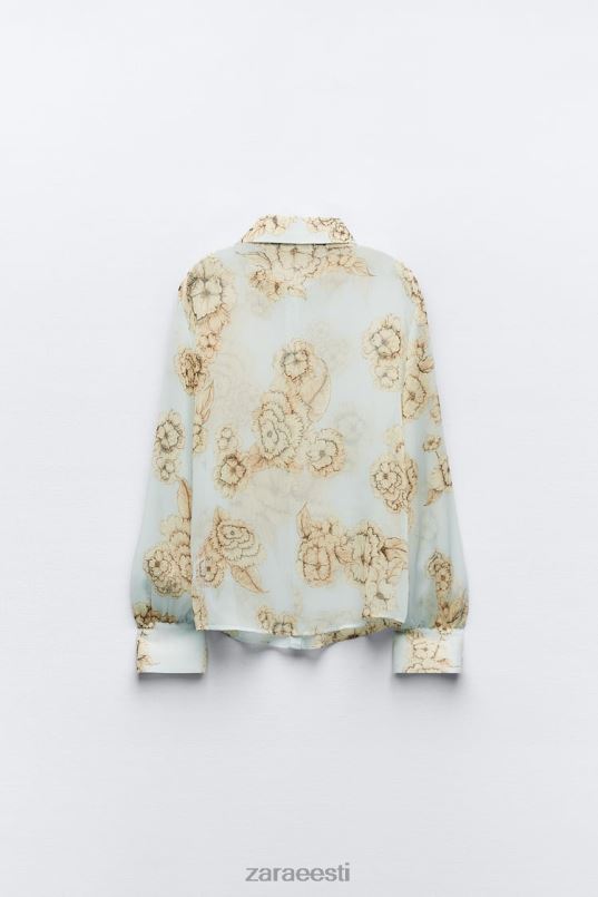 Zara lillemustriga särk naised liiv/sinine Riietus 42F0H419