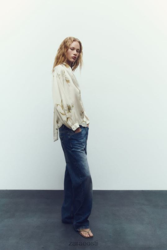 Zara lillemustriga satiinefektiga top naised mitmevärviline Riietus 42F0H369