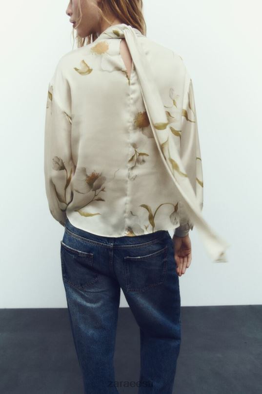 Zara lillemustriga satiinefektiga top naised mitmevärviline Riietus 42F0H369