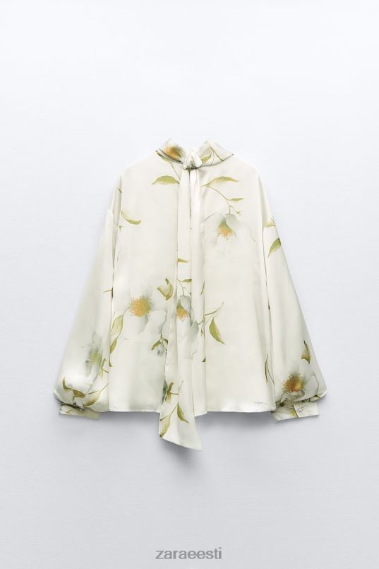 Zara lillemustriga satiinefektiga top naised mitmevärviline Riietus 42F0H369