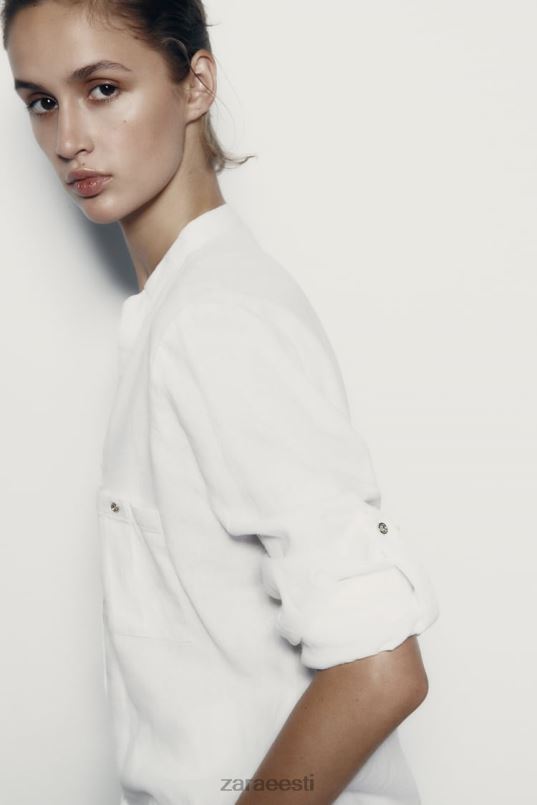 Zara linase segu tab varrukatega särk naised valge Riietus 42F0H374