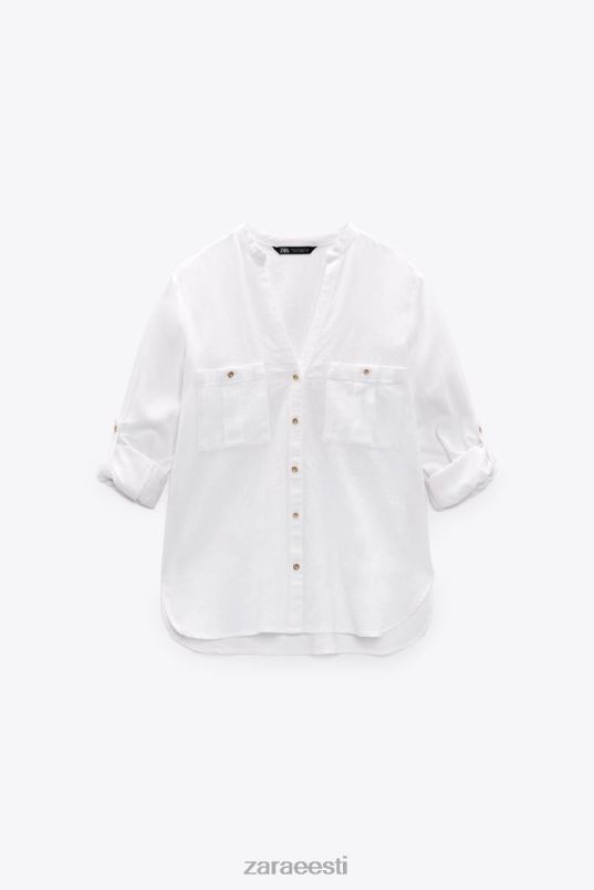 Zara linase segu tab varrukatega särk naised valge Riietus 42F0H374