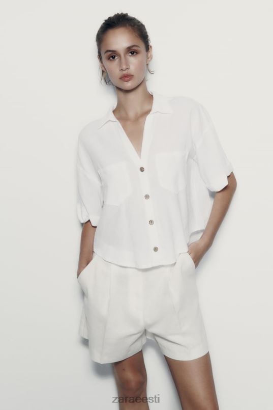 Zara linasegu crop särk naised valge Riietus 42F0H343