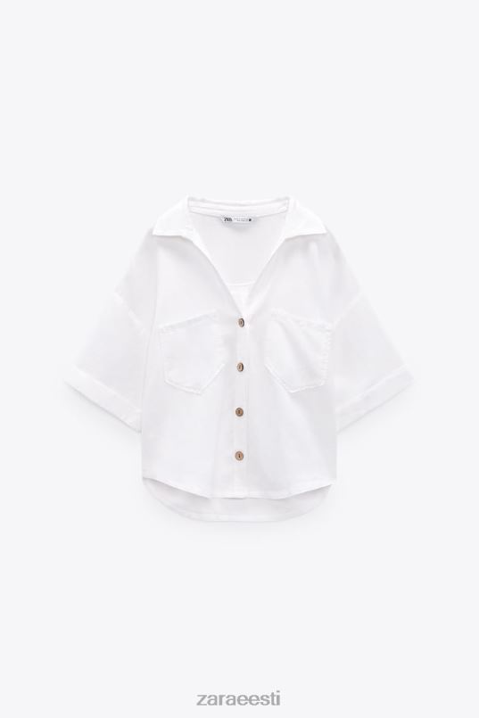 Zara linasegu crop särk naised valge Riietus 42F0H343