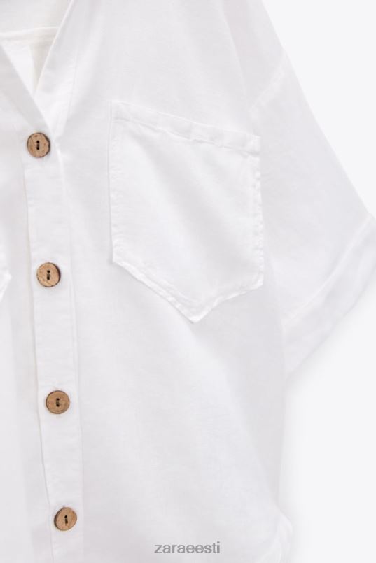Zara linasegu crop särk naised valge Riietus 42F0H343