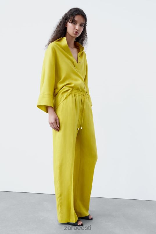 Zara ülisuur linane särk naised sinep Riietus 42F0H398