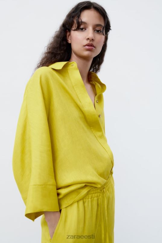 Zara ülisuur linane särk naised sinep Riietus 42F0H398