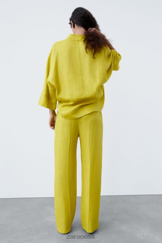 Zara ülisuur linane särk naised sinep Riietus 42F0H398