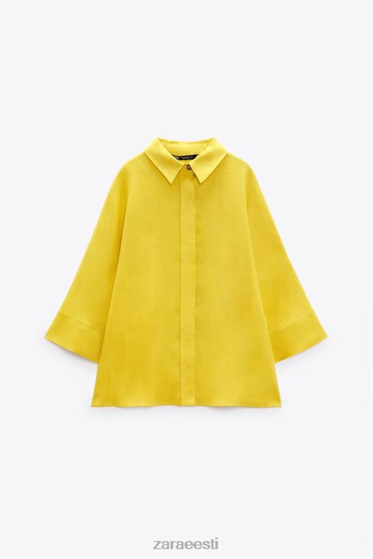 Zara ülisuur linane särk naised sinep Riietus 42F0H398