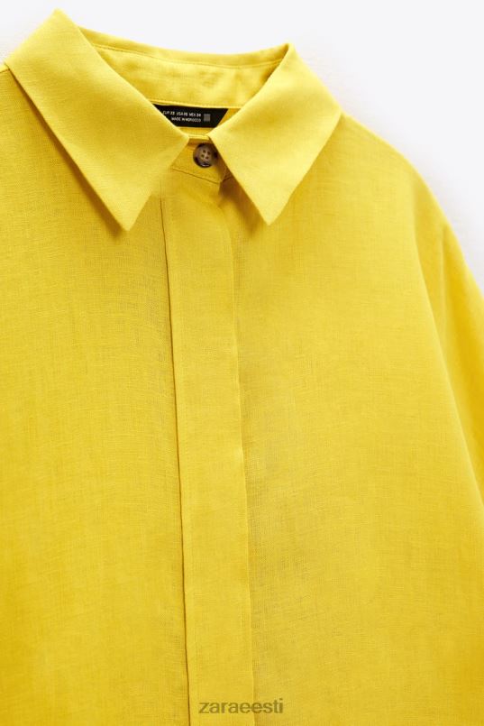 Zara ülisuur linane särk naised sinep Riietus 42F0H398