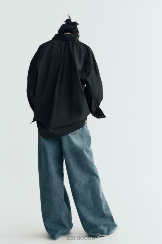 Zara ülisuur poplinsärk naised must Riietus 42F0H291