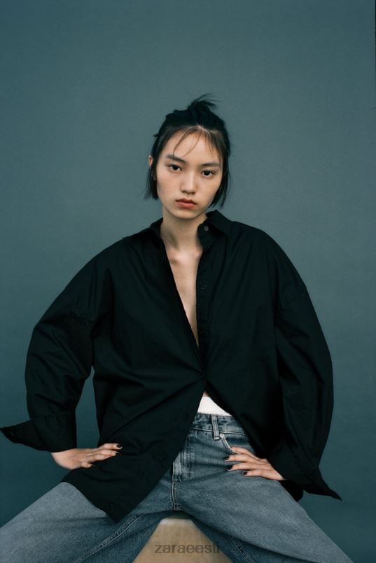 Zara ülisuur poplinsärk naised must Riietus 42F0H291