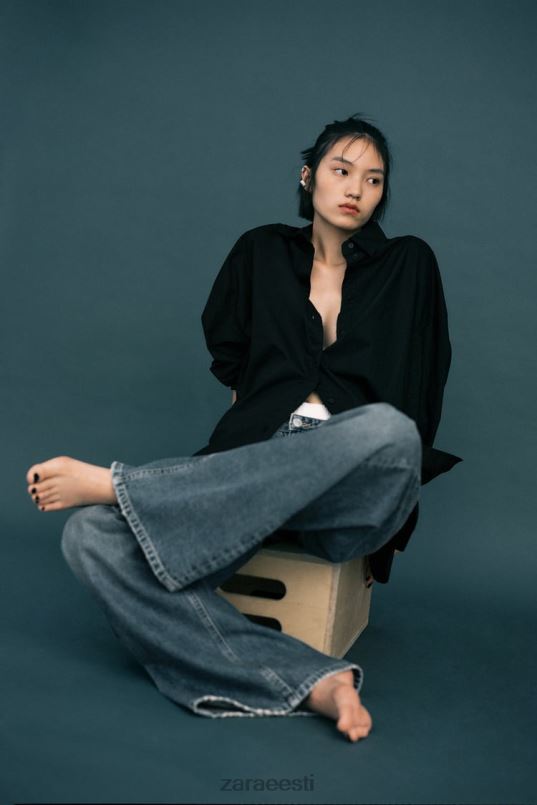 Zara ülisuur poplinsärk naised must Riietus 42F0H291