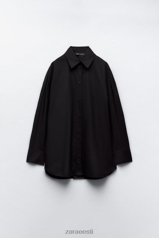 Zara ülisuur poplinsärk naised must Riietus 42F0H291