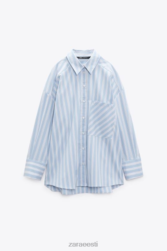 Zara ülisuur triibuline särk naised sinine/valge Riietus 42F0H435