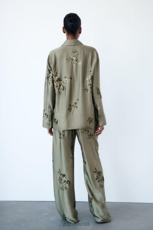 Zara litriga satiinefektiga särk naised salvei roheline Riietus 42F0H317