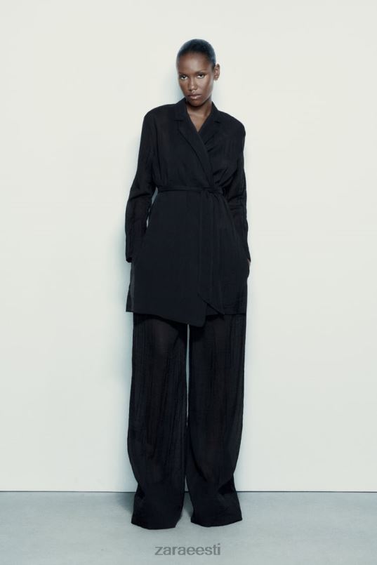 Zara minimalistlik vööga pluus naised must Riietus 42F0H370