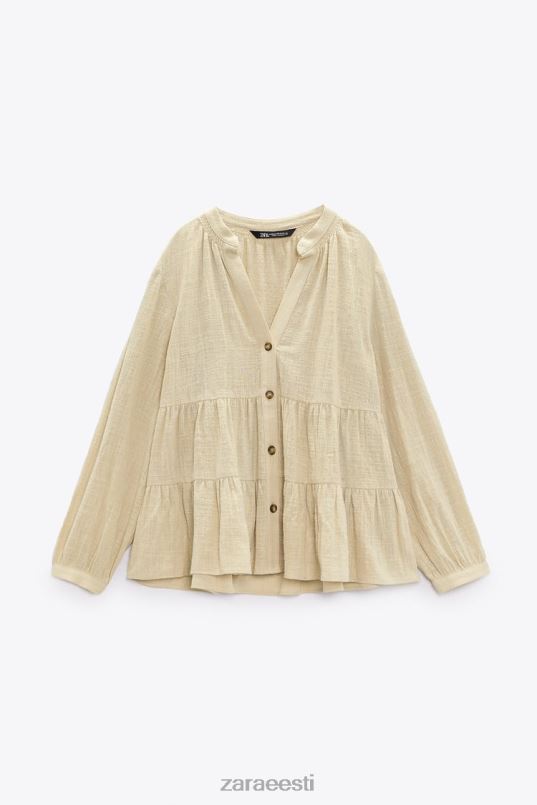 Zara mitmetasandiline maalähedane pluus naised beež Riietus 42F0H386