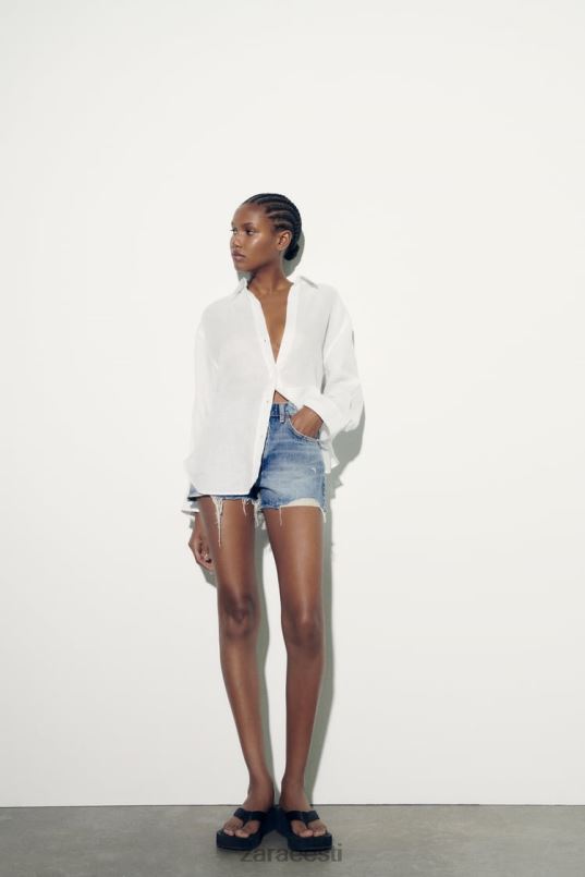 Zara nööpidega linane särk naised valge Riietus 42F0H324