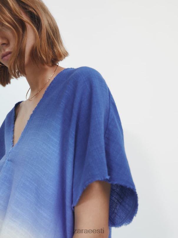 Zara ombre lühikeste varrukatega maalähedane särk naised taevasinine Riietus 42F0H856