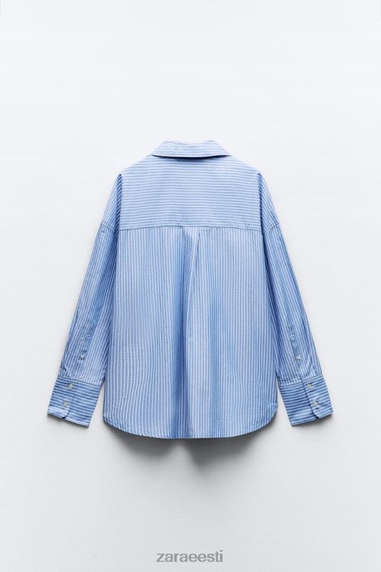 Zara oxfordi särk naised mereväe/valge Riietus 42F0H339