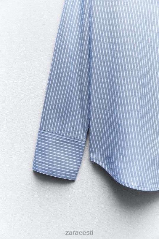 Zara oxfordi särk naised mereväe/valge Riietus 42F0H339