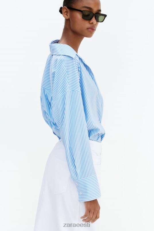 Zara põhiline triibuline fluid särk naised sinine/valge Riietus 42F0H448