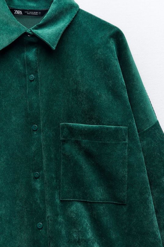 Zara peene seinaga velvetist ülisuur särk naised roheline Riietus 42F0H300